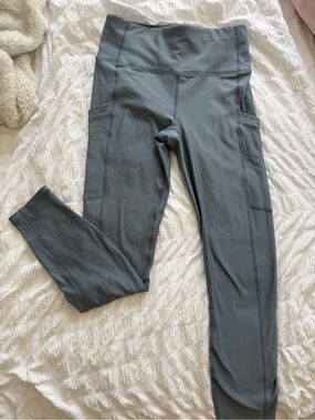 Fabletics High-Waist Slate Gray Leggings with Side Pockets